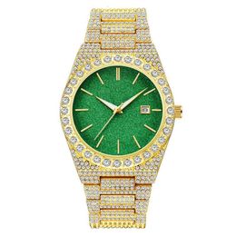 Super Flash Full Diamond Black Hiphop Gold Green Simulation Herren Trendy High Beauty Student Quarzuhr