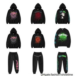 Men's Hoodies Sweatshirts 2023 Sp5der Young Thug 555555 Angel Pullover Pink Red Hoodye Pants Men Top1 Quality Shoe Sp5ders Printing Spider Web A9T2