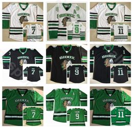 Men Vintage College 11 Zach Parise Jersey North Dakota Fighting Sioux Ice Hockey 7 TJ Oshie 9 Jonathan Toews Black Green White Hom8525409