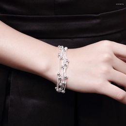 Charm Bracelets Fashion Jewelry 925 Sterling Silver Five Line Light Bead Chain Bracelet For Women Gift HSJ88