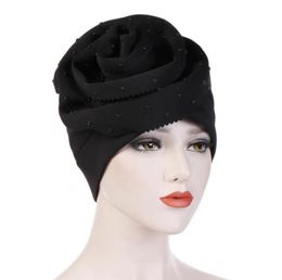 BeanieSkull Caps KepaHoo 2022 Flower Ceramics Search Edge Solid Colour Scarf Hat Cottonpadded Cap Hijab Turban Muslim Dress Heads3327174