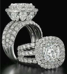 Victoria Wieck Stunning Luxury jewelry Couple Rings 925 Sterling Silver Pear Cut Sapphire Emerald Multi Gemstones Wedding Bridal R2035441