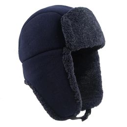 Berets Ushanka Russian Hat Men Women Unisex 2022 Warm Winter Bomber Hats Earflaps Polar Fleece Wool Fur Earflap Trapper Snow Soviet Cap