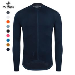 Sets YKYWBIKE Autumn Pro Team black Long Sleeve Jersey race 2022 cycling jersey bicycle cycling clothes Italy mesh fabric sleeve