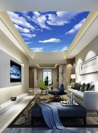 3d stereoscopic HD blue sky and white clouds sky ceiling wallpaper6628324