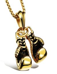 U7 Cool Sport New Men Necklace Fitness Fashion Stainless Steel Workout Jewellery Gold Plated Pair Boxing Glove Charm Pendants Access9911206