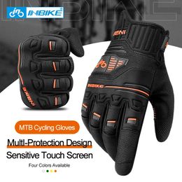 INBIKE Men Cycling Gloves Bicycle Gloves Shockproof Men's Touchscreen Gloves Non-Slip Gloves for Man 5mm Thickened Palm Pad 240112