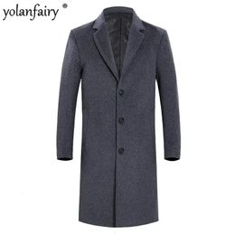 Autumn Winter for Cashmere Male Woollen 's Windbreaker Long Thick s Coat Men Warm Jackets FC 240111