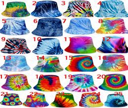 3D color tiedye bucket hat caps unisex gradient flat top sunhat fashion outdoor hiphop cap adults kids beach sun hats D715027317199