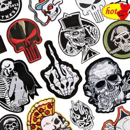 Punk Patches Iron on for Clothes Designer Skull Outdoor Embroidered Parche Bordado Para Ropa Termoadesive Rock Sew Diy Jacket