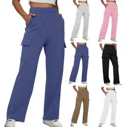 Women's Pants Elastic Waist Sporty For Women Style Comfortable High Wide Leg Cargo With Everyday