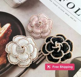 Pins, Brooches Pins, Brooches Big Camellia Pearl Brooch For Women Brand Desinger Broach CN Lapel Pin Collar Clips Broches Jewellery VFAU