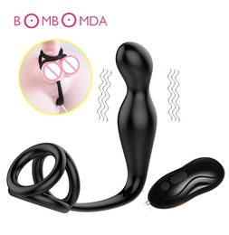 Wireless Remote Control Anal Vibrators Penis Bondage Delayed Ejaculation Ring Prostate Massager Dildo Butt Plug Sex Toys For Men T6663237