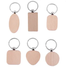 Bowls 60 Blank Wooden Keychain Diy Key Tag Anti-Lost Wood Accessories Gift