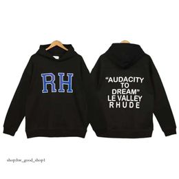 Rhude Mens Hoodie Letter Print Long Sleeve Fashion Men Women Sweater Hip Hop Hoodies Brand Sweatshirts US SIZE 600