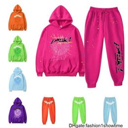 Men's Hoodies Sweatshirts 2023 Sp5der Young Thug 555555 Angel Pullover Pink Red Hoodye Pants Men Top1 Quality Shoe Sp5ders Printing Spider Web GP4O