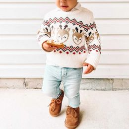 Pullover Christmas Infant Baby Sweaters Winter Cute Long Sleeve Pullover Toddler Festival Deer Print Clothing Children SweatshirtsL2401