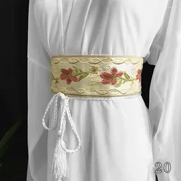 Belts Japanese Kimono Traditional Obi Belt Embroidery Wide Literary Retro Mori Ethnic Style Hanfu Dress Decor Tassel Waist