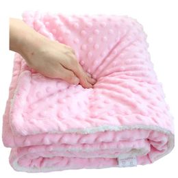 Fluffy Sherpa Dot Design Thermal born Receiving Blanket Baby Stroller Blanket Plushed born Baby Swaddle 240111