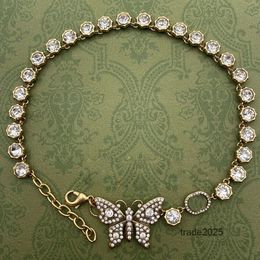 Pingentes moda nova borboleta cheia de colares de pingente de diamante, joalheria de jóias e colares com caixa