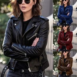 Women Classic Faux Leather Jacket Female Moto Biker Jackets Autumn Winter Thin Ladies Brand Slim Short Leather Outwear 240111