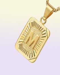 Necklace AZ 26 Initial Letter Pendant strings Necklaces Rust Steel Real Gold Letters Combination Name Men and Women Pendants1547897