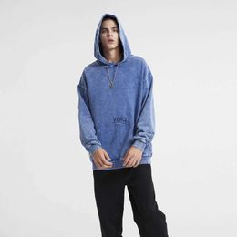 Men's Hoodies Sweatshirts Polos Vintage Distressed Solid Hooded Hoodie Oversize Washed Wax Dyeing Hoody Men Women Baggy Casual Sweatshirt Harajukuyolq