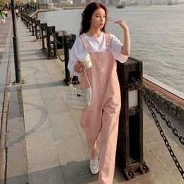 Women's Jumpsuits Rompers Jumpsuits Women Summer Hot Sale Korean Style Solid Denim Baggy Kaii Girls Cosy Elegant Holiday College Popular Trendy RetroL240111