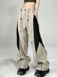 Men's Pants Vintage Y2k Track Wide Leg Baggy Parachute Straight Drawstring Casual Long Trousers Streetwear High Quality