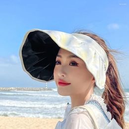 Wide Brim Hats Acrylic Fibre Visors Cap Adjustable Sun Protection Empty Top Beach Hat Women