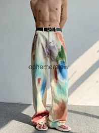 Men's Jeans Oldschool hand-painted oil painting jeans with colorful paint style high-end pants trendy floor mopsephemeralew