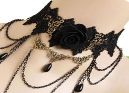 1pc Gothic Style Tattoo Tassel Lace Necklace Pendant Chain Crystal Choker Wedding Jewellery Necklace Women False Collar Statement3112046355