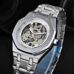 Heiße Sport-Luxus-Designer-Klassiker mit Skelett-Zifferblatt, die meisten Uhren mit Stahlband, mechanisches Uhrwerk, modische Herrenuhr