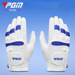 Gloves PGM Junior Golf Glove Microfiber Cloth Breathable Abrasion Resistant Soft Microfiber 1 Pair Children Sports Gloves ST024