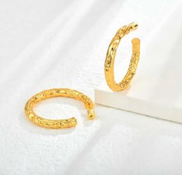 Plain Silver Gold Plated 925 Sterling Jewellery Hammered Finishing 18k Yellow Hoop Earring19197575187509