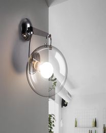 Bubble glass ball wrought iron wall lamp simple modern bedside lamp LED bulb porch restaurant living room aisle creative E278434482