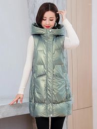 Women's Vests 2024 Winter Clothes Women Mid Length Version Korean Loose Fitting Vest Solid Color Fashion For