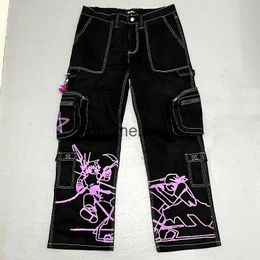 Pantaloni Jeans da donna Capris Y2K larghi 2023 nuovi ins moda Harajuku tendenza jeans uomo donna modelli stampati casual streetwear hip hop nero