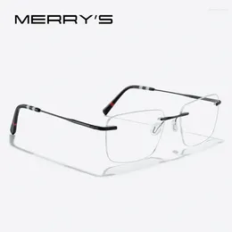 Sunglasses Frames MERRYS DESIGN Titanium Alloy Rimless Glasses Frame For Men Women Square Ultralight Frameless Optical Eyewear S2515