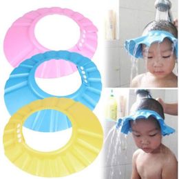 Baby Kids Shampoo Cap Adjustable EVA Foam Bath Shower Cap Hat Wash Hair Shield PinkBlueYellow G5884485216