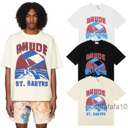 Ins Hot Spring Summer t Shirt American Luxury Rhude Shirt Skateboard Mens Designer t Women Men Casual T-shirt Good Mens Tshirt Us Size #9909 ZYBD