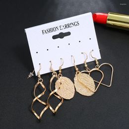 Dangle Earrings LXY-W Fashion Gold Color Leaf Heart-shaped Geometric Pendant For Women 2024 Vintage Multilevel Drop Earring Jewelry