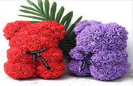 40CM Rose Bear Valentines Gift PE Flower Bear Romance Artificial Foam Flower Rose bear with Box4560562