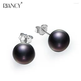 Stud Earrings Classic Natural Freshwater Pearl White Pink Purple Black Gray 925 Sterling Silver Earring Jewelry For Women Super Deal