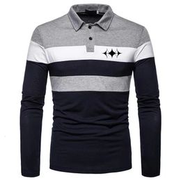 Men's Long Sleeved Polo Shirt Casual Three Colour Patchwork Golf Wear High-quality Autumn Top Men's Fashion Clothing 240111