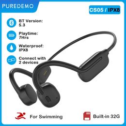 Headphones Bone Conduction Headphones Bluetooth 5.3 Wireless Earphones IPX8 Waterproof Sports Headset with Mic for Swimming Running Driving