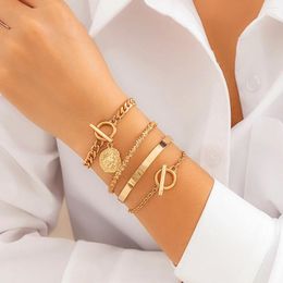 Charm Bracelets Lacteo Bohemian Gold Colour Open Sets With Disc For Women Bangles Jewellery On The Hand Party Ladies Wedding