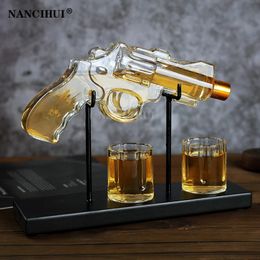 Revolver glass decanter whiskey set wine dispenser bar drinking container Pistol shaped bottle Exquisite men's gifts 240111