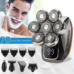 7D Electric Head Shaver for Bald Men High Quality Electric Men's Grooming Kit Cordless Waterproof LCD Head Shavers Rechargeable 240111