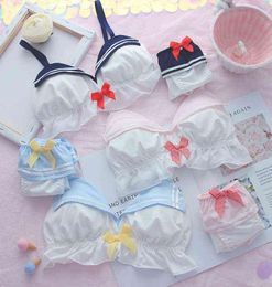 NXY sexy set Japanese Lolita Navy Lingerie with Panties Sweet Cute Sailor Underwear Cos Sexy Bow Bras Set Kawaii Women Student Bra5182328